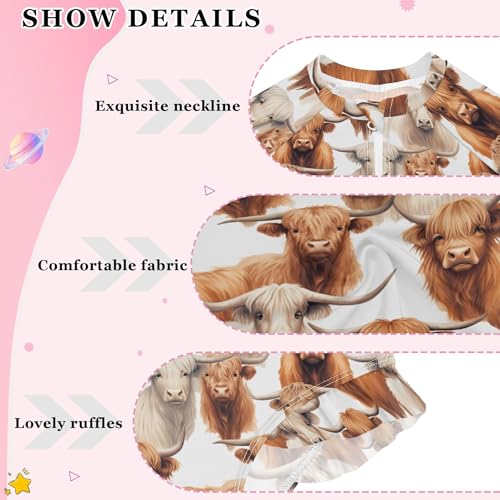 Highland Cow Animal Girls Long Sleeve Rashguard Swimsuit UV Protection One-Piece Swimwear Bathing Suit B04030134