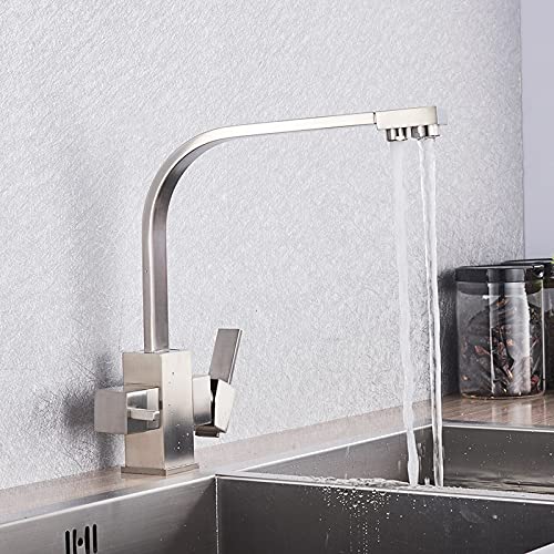 Mitigeur de cuisine à filtre et double bec orientable pour évier de bar