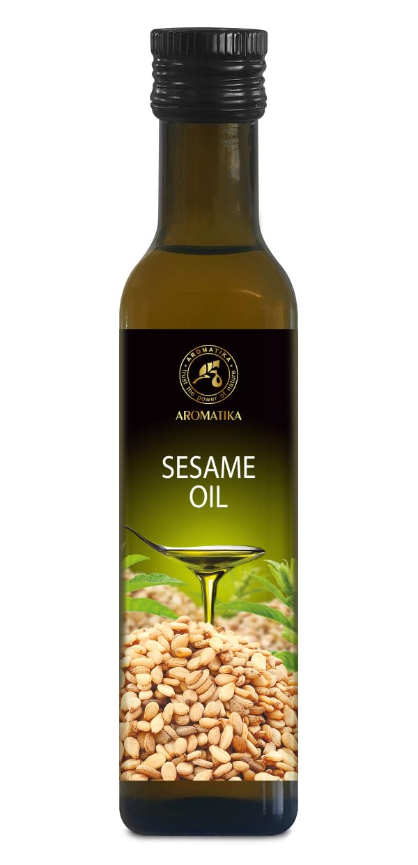 Huile de Sésame 250ml - Comestible - Pressée à Froid - Huile de Sésame pour Alimentation et la Santé - Sesamum Indicum - Pure & Naturelle