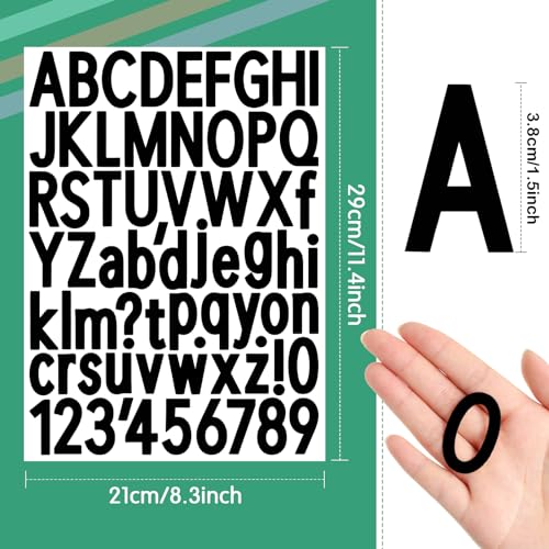 Image of Qilery 32 Sheets 1.5 Inch Letter and Number Stickers Self Adhesive Vinyl Letters Alphabet Stickers Big Font Letters Number Tags for School Classroom Home Mailbox Decor (Black)