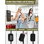 Clip and Go Strap for Phone with Wallet Crossbody Phone Lanyard Adjustable and Detachable RFID Wristlet Wallet with ID Window and Zipper, Black - Image 3