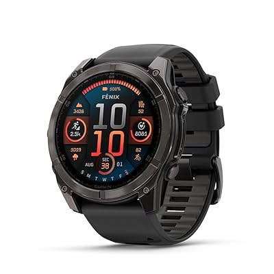 Garmin fēnix® 8 – 51 mm, AMOLED, Sapphire, Premium Multisport GPS Smartwatch, Long-Lasting Battery Life, Dive-Rated, Built-in LED Flashlight, Titanium with Spark Orange/Graphite Band