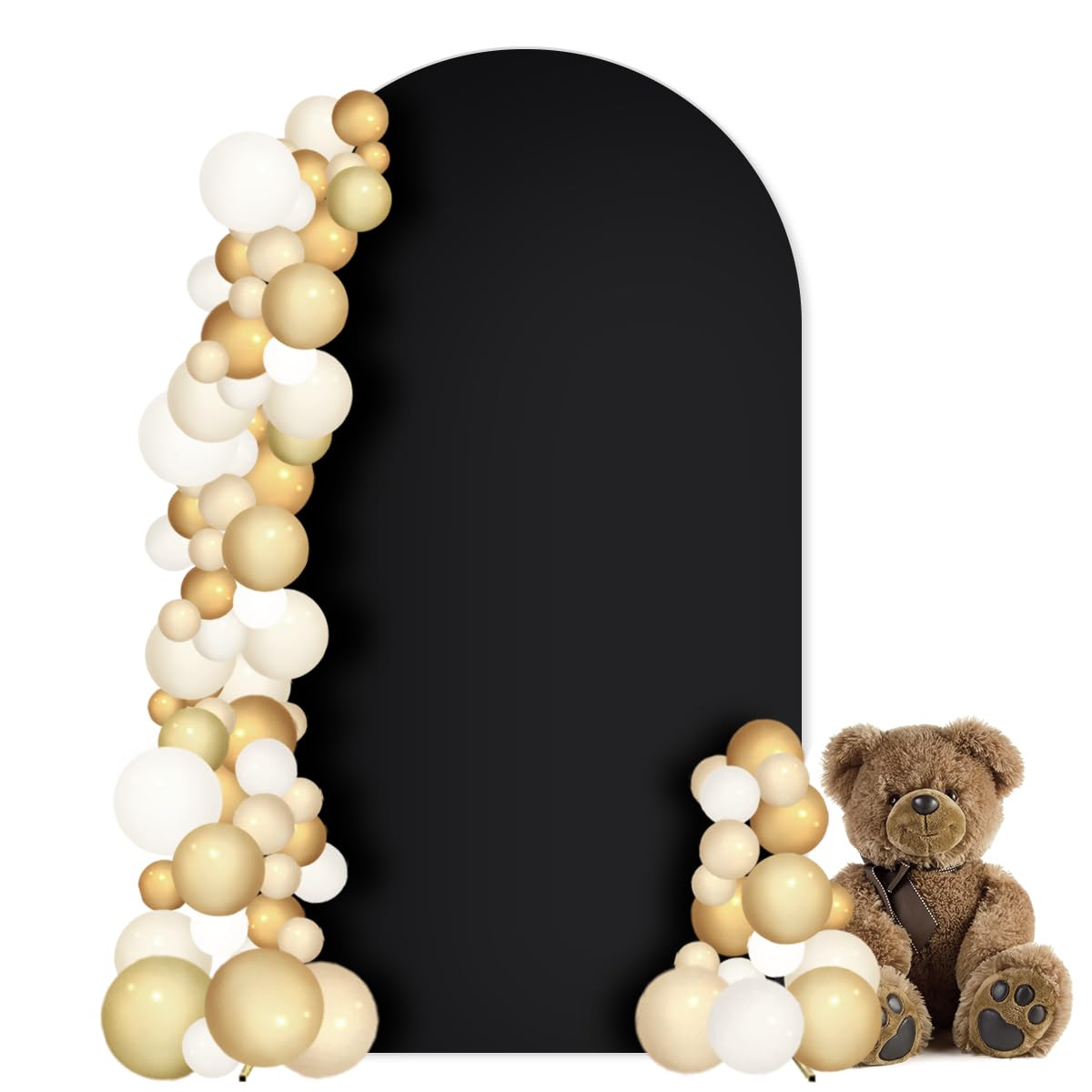 MLMC 6.6FT Arch Backdrop Cover Black Fitted Spandex Backdrop Stand Cover Stretchy Round Top Chiara Arch Cover for Wedding Baby Shower Birthday