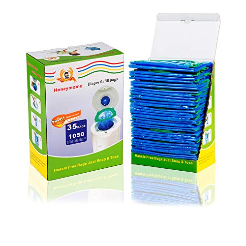 Image of Honeymomo Baby Bathing Diaper refill bags 35 Bags 1050 Counts Fully Compatible with Arm&Hammer Disposal System Diaper Pail Snap, Seal and Toss Refill Bags