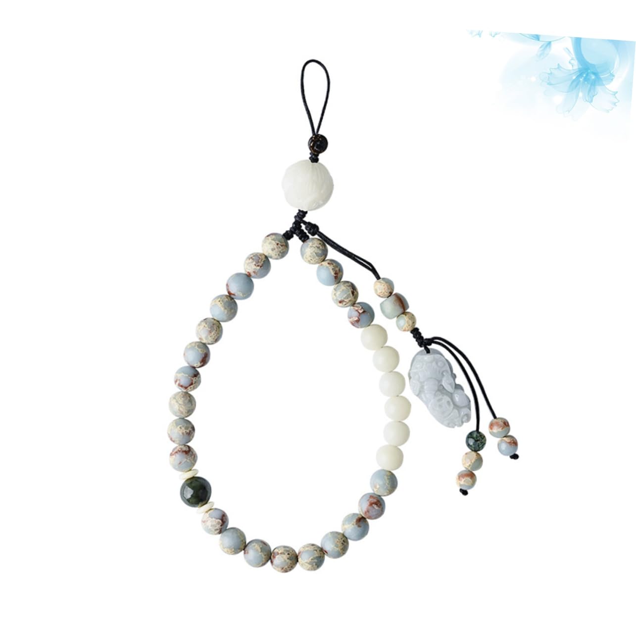 BESTonZON 3pièces Agalmatolite Lanyard Pour Téléphone Dragonne Courroie De Poignet Avec Bouddha Et Verte Pour Smartphone Et Accessoires