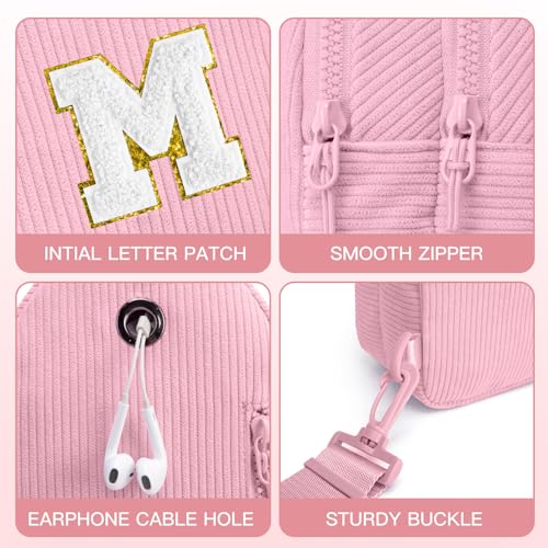 Image of Viverte Small Corduroy Sling Bag Initial Crossbody Bag Fanny Pack for Girls Personalized Birthday Gifts for Teen Girls Gifts