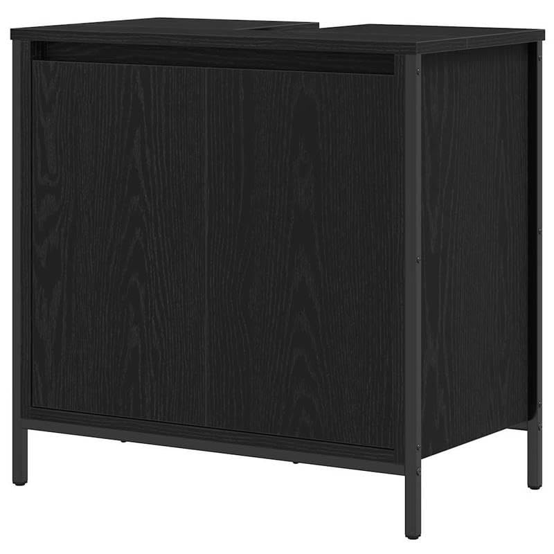 Eleganz Armario para debajo del lavabo, color negro, 60 x 34,5 x 60 cm, juego de muebles de baño de madera y acero, moderno y duradero, ahorra espacio para baños pequeños