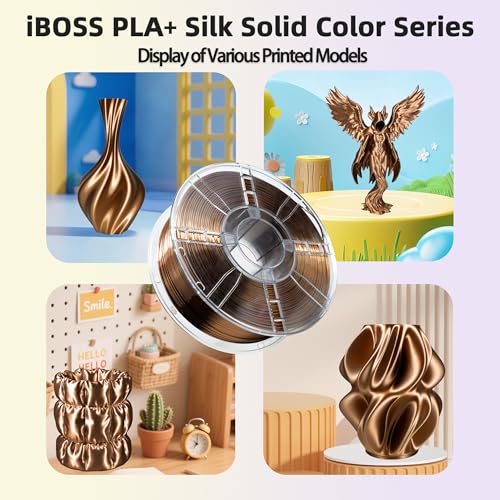 Image of iBOSS Silk PLA+ Filament 1.75mm Dark Gold 1KG, Shiny Silk 3D Printer Filament Dimensional Accuracy + /- 0.02mm, 1kg Spool(2.2lbs) Fits for Most FDM 3D Printers, Silk Dark Gold