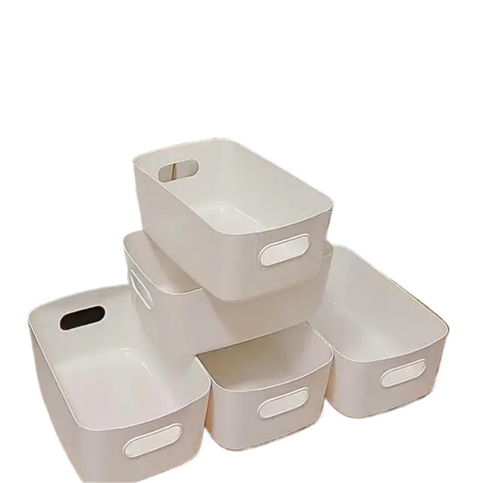 ZHSOAO 5 pcs Large Capacity Storage Box with Cover Household Plastic Toy Basket Snack Sundries Desktop Organizer for Bras, Socks, Underwear
