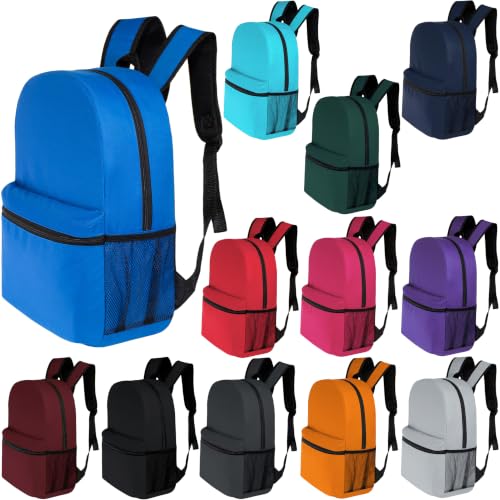 Moda West 24-Pack 17 Backpacks for Kids - Bookbags in Bulk for Elementary Middle and High School Students 12 Assorted Colors