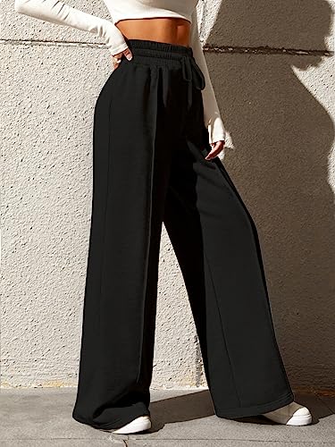 Yousify Wide Leg Sweatpants for Women Casual Elastic High Waisted Drawstring Long Pants with Pockets3
