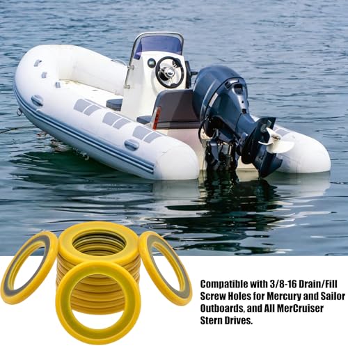 Image of 10Pcs Gearcase Drain Plug Seal Washer Gaskets 26-830749, Lower Unit Seals Grease Gaskets, Compatible with Mercury Marine /Mercruiser Gear Case Drain Plug 26-830749 26-8M0204694 8M0204693