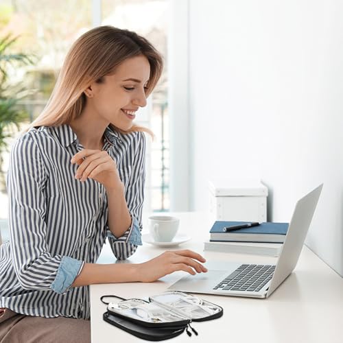 nplaseta Kabeltasche, Elektronische Tasche Universal Kabelorganizer Tasche, Tragbare Reisekabel Wasserdicht Doppelschicht Reise Elektronik Zubehör Taschen für Handy Ladekabel USB Powerbank (Schwarz)