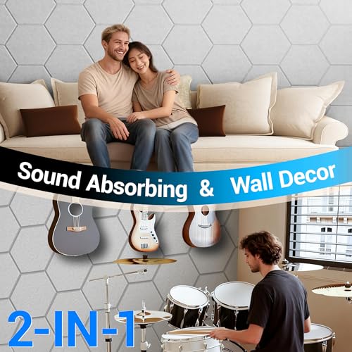 Image of Acoustic Panels, Magrowill 12-Pack Soundproof Wall Panels 12 X 10 X 0.4 Inches, Sound Absorbing Panels with Full Self-Adhesive, Interior Wall Decor Felt Tiles Board