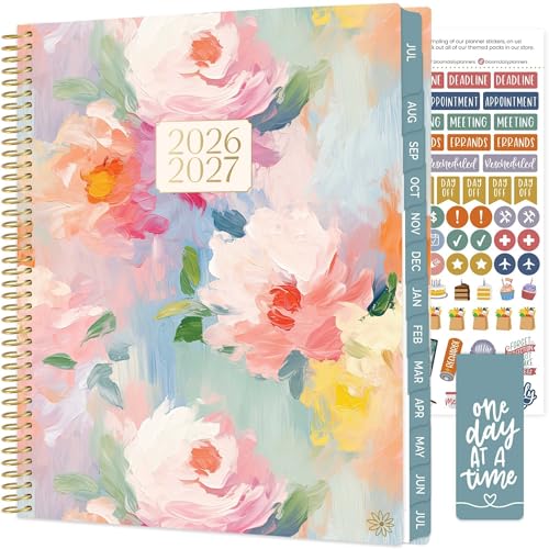 bloom daily planners 2026-2027 (8.5 x 11) Academic Year Day Planner (July 2026 - July 2027) - 13 Months Weekly & Monthly Agenda Organizer with Stickers & Tabs - Painted Peonies