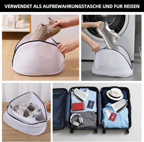 Schuh-Wäschesack mit Reißverschluss - 2 Stück Netz Schuhsack Waschmaschine (39x29x26 cm), Reisesocken, BH, Dessous, Turnschuhe, High Protection Mesh Schuhbeutel für Waschmaschine, Lagerung und Reisen
