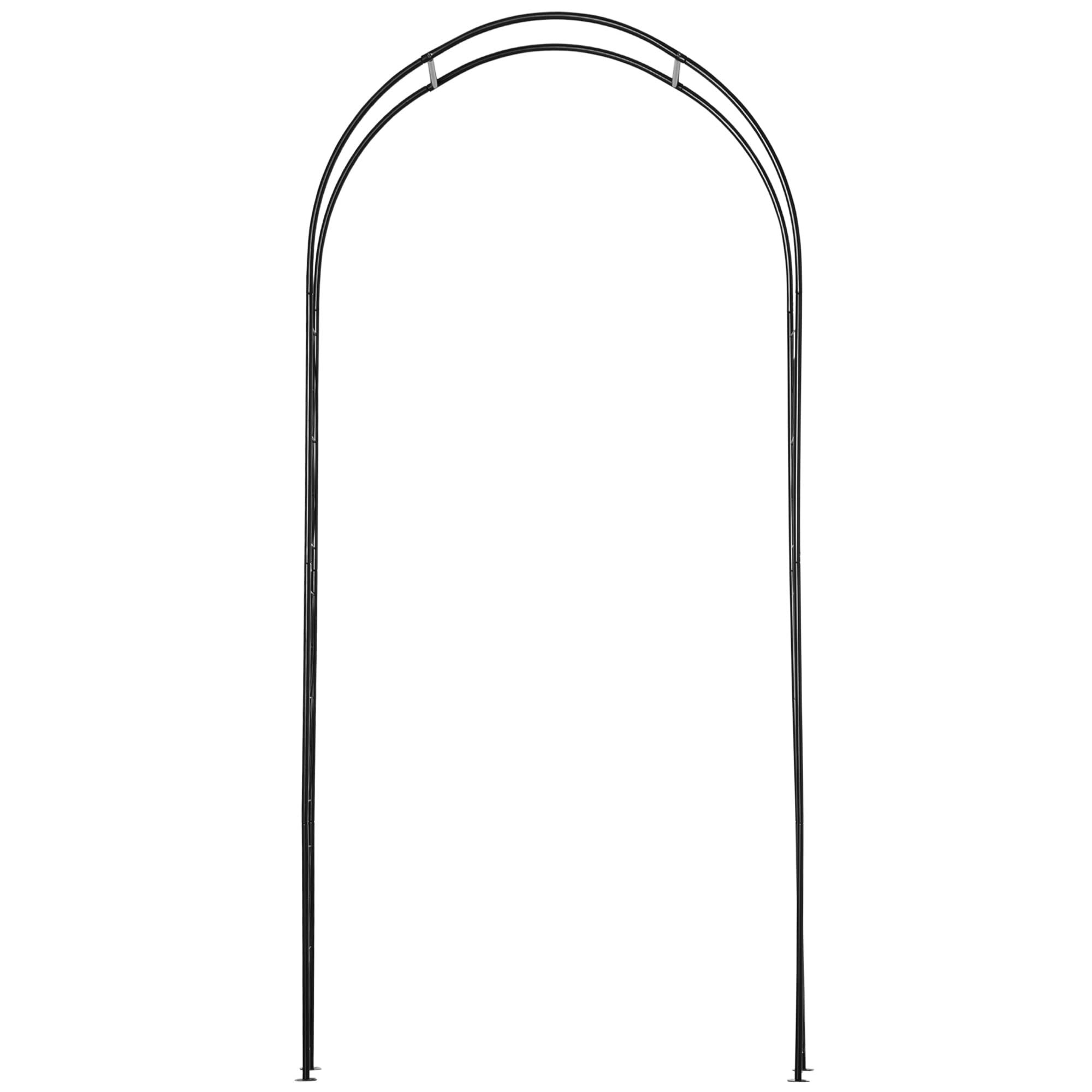 Outsunny Arche de Jardin Arche à rosiers Treillis tuteur Plantes grimpantes - Style Fer forgé dim. 114L x 30l x 230H cm métal époxy Noir