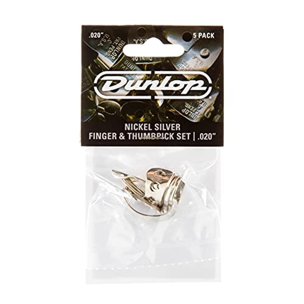Jim Dunlop 33P013 - Plettri Per Pollice E Dita, In Nichel, Colore: Argento, 0,3 Cm 5 .020-image