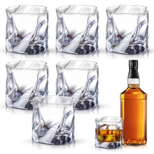 Lot de 6 verres à whisky 200 ml, cristal irrégulier, verres eau, jus, pour maison, restaurants, fêtes, cadeau anniversaire