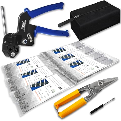 Zip Ties, 300pcs Stainless Steel Metal Zip Ties and Zip Tie Gun for Machinery Vehicles Exhaust Wrap Farms Roofs Outdoor Fence Wire Fence Rolls, Metal Zip Ties Heavy Duty Outdoor