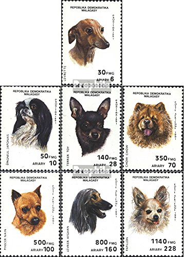 Prophila Collection Madagascar Michel.-No..: 1299-1305 (Completa Edizione) 1991 Cani (Francobolli per i Collezionisti) Cani