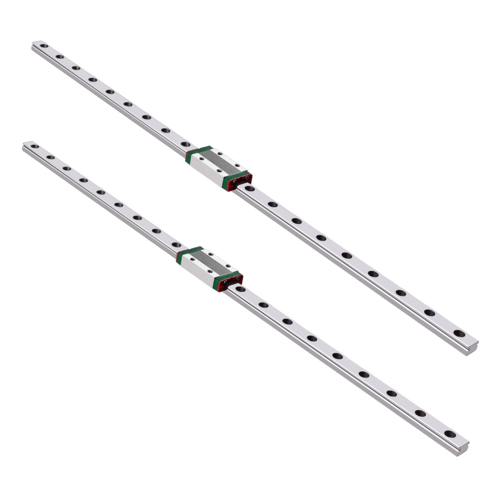 MGN12H Lot de 2 guides linéaires miniatures - 1000 mm - Argenté - Grille coulissante linéaire avec 2 blocs de chariot MGN12H
