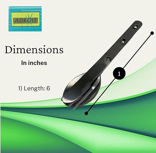 Miniatura 5 de ADROIT Juego de cubiertos de campamento de 3 piezas  Acero inoxidable de 6 pulgadas (6.0 in)  Cuchillo, tenedor, cuchara  Desmontable y compacto