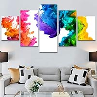SIGNWIN 5 Panel Canvas Wall Art Modern Art Abstract Contemporary Edgy Mixed Media Multicolor Patterns for Home Decorations Ready to Hang - 60