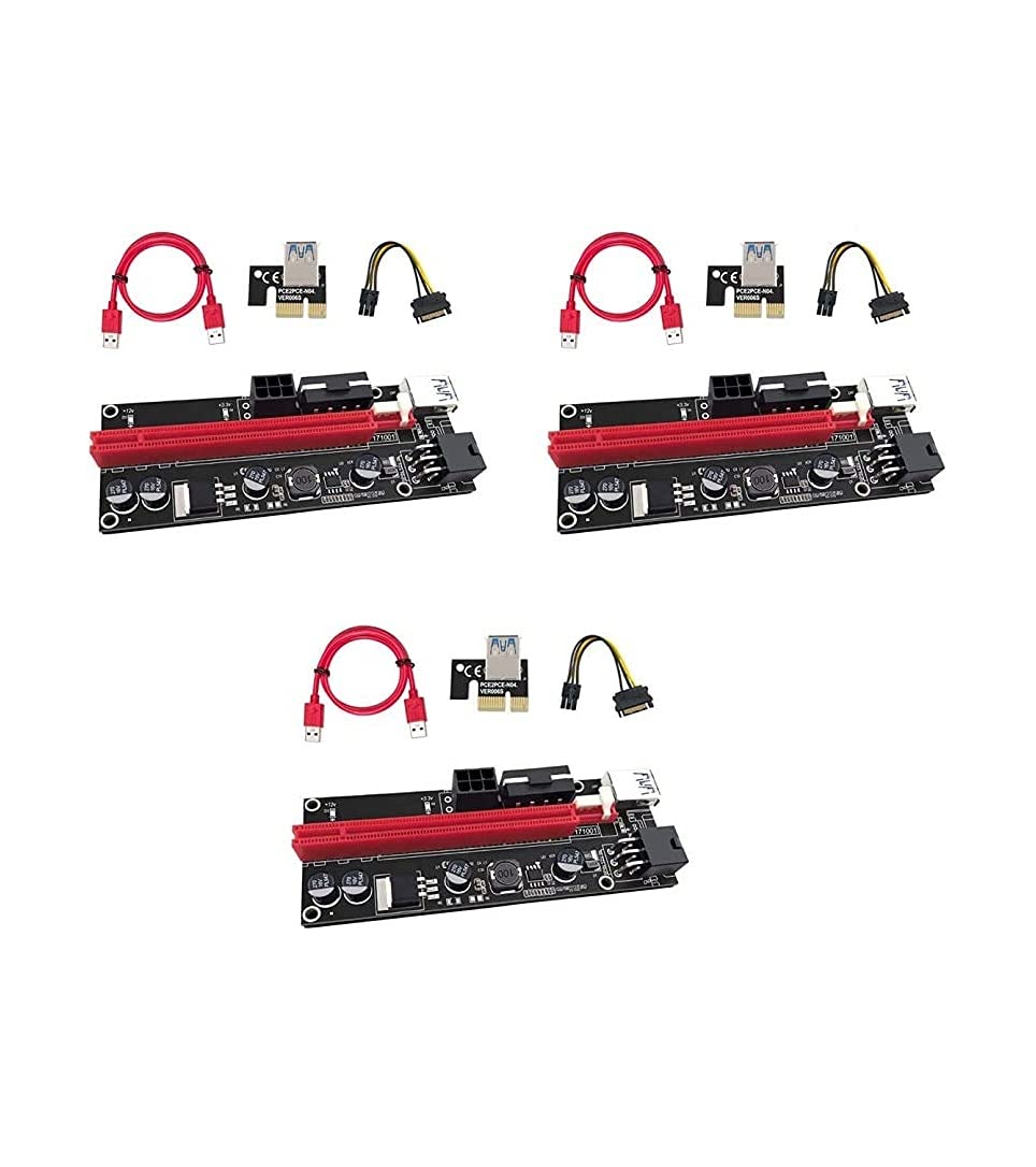 SamMus V009S Latest PCI-E Riser Express Cable 16x to 1x with Indicator Led Graphics Extension ETH Mining Powered Riser Adapter Card for GPU Extender with 60 cm USB 3.0 Cable (Pack of 3)-image-12