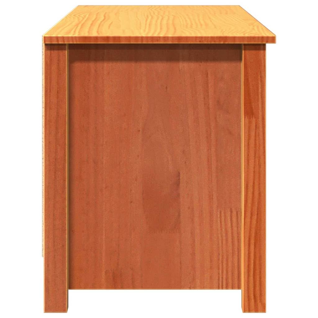 Ławka do siedzenia z miejscem do przechowywania, woskowobrązowa, 110 x 38 x 45,5 cm, wykonana z litego drewna sosnowego z 4 półkami, do korytarza, przedpokoju, wejścia, zajmuje mało miejsca i