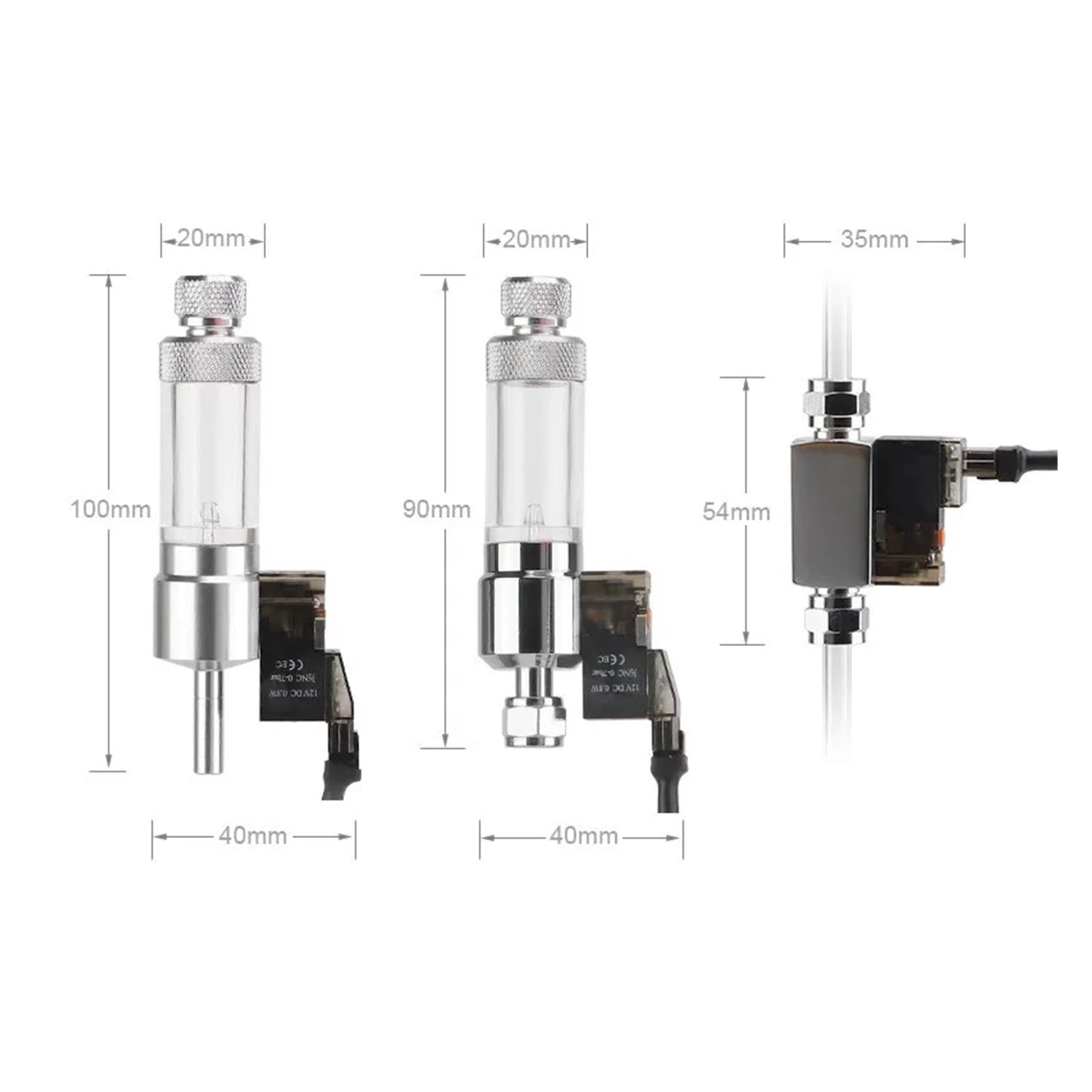 Régulateur de Compteur de Bulles de CO2 for Aquarium, système de contrôle de la réaction du CO2, Kit d'électrovanne magnétique, Valve de contrôle, Accessoires for Aquarium(Quick Plug)