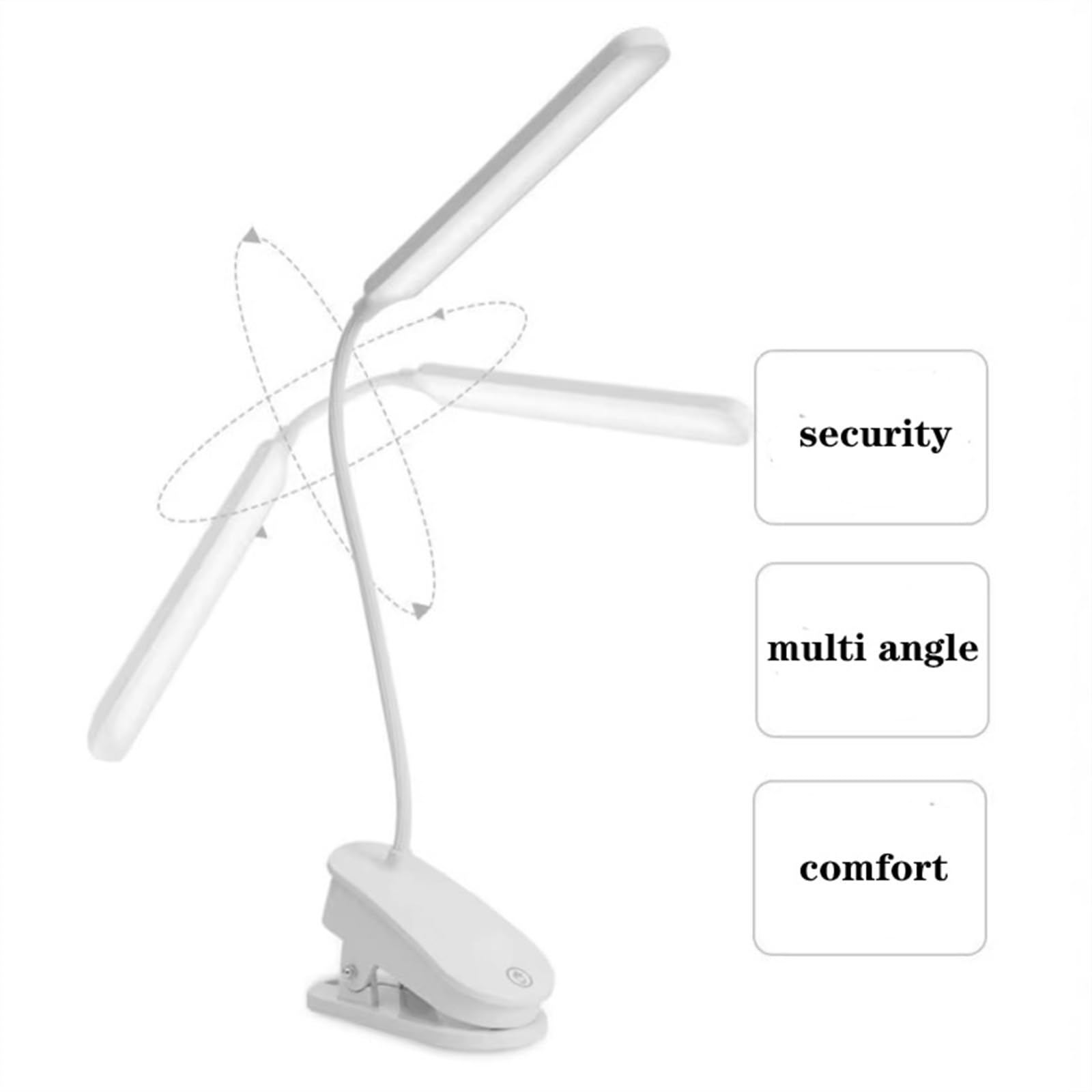 Lampara Escritorio Lámpara de escritorio LED recargable con abrazadera, 3 modos de luz y atenuación continua, luz de lectura portátil con protección for los ojos, cuello flexible, control táctil Flexo
