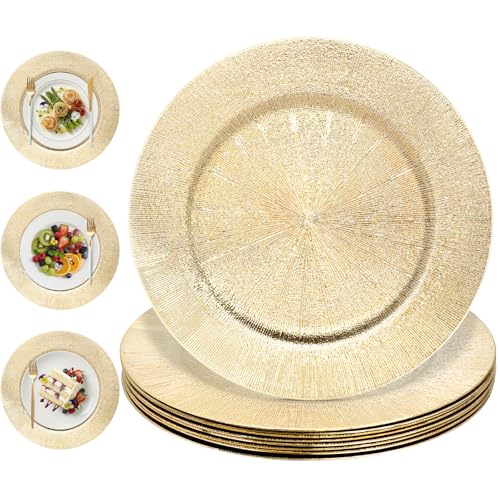Etsutomy 12 Pack Gold Charger Plates Bulk, Round 13" Plastic Dinner Charger Plate, Reusable Gold Table Chargers Serving Plates for Party Wedding Birthday Bridal Tableware Dishes Luxury Decor by Etsutomy - Used condition - US$22.67