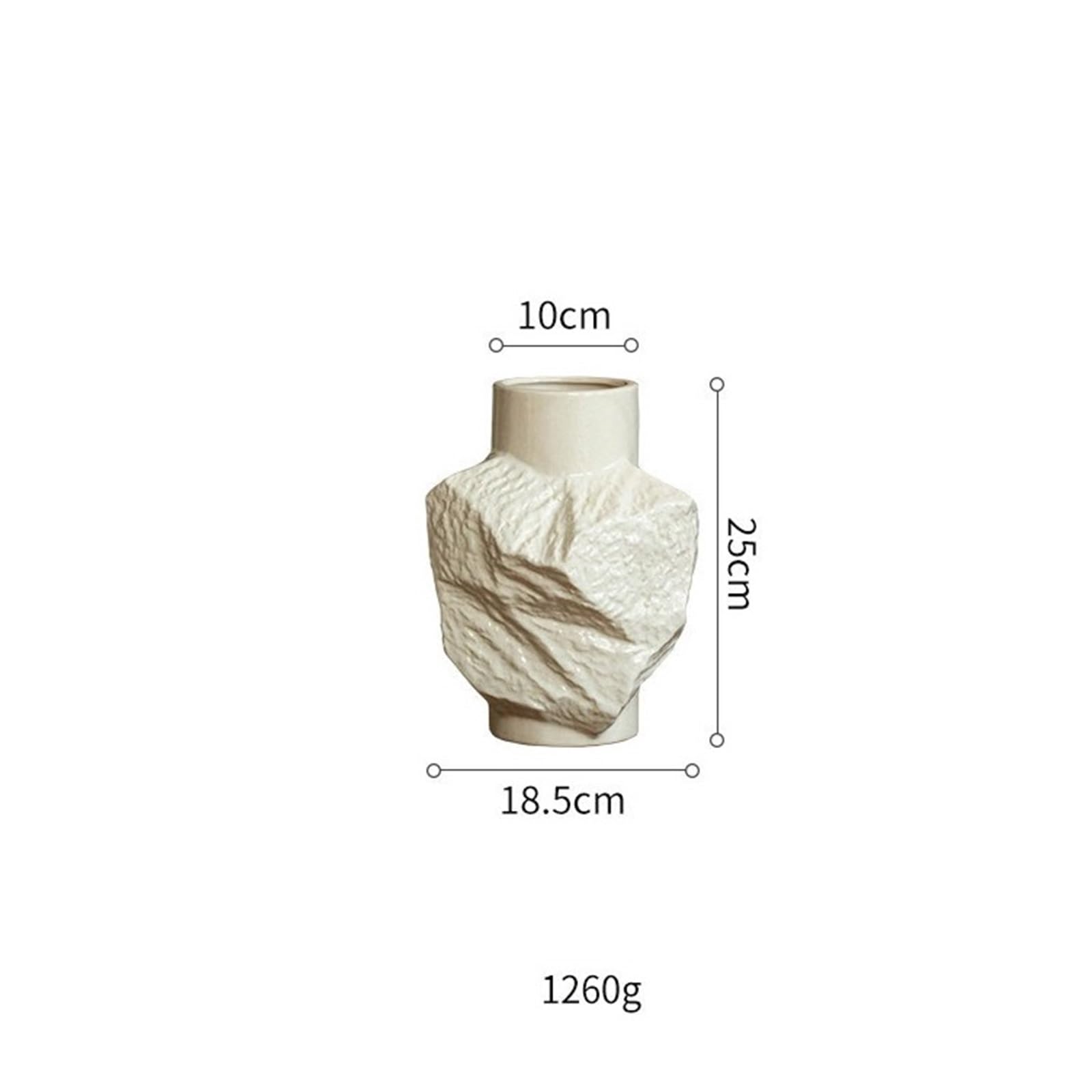 wazon z kwiatami Beżowy wazon ceramiczny z geometryczną rzeźbą o fakturze skały 25 cm