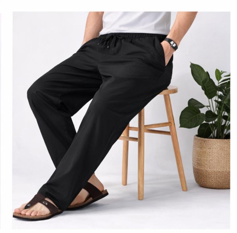 Image of Men's Polyester Blend Straight Fit Track Pant with Zipper Pocket