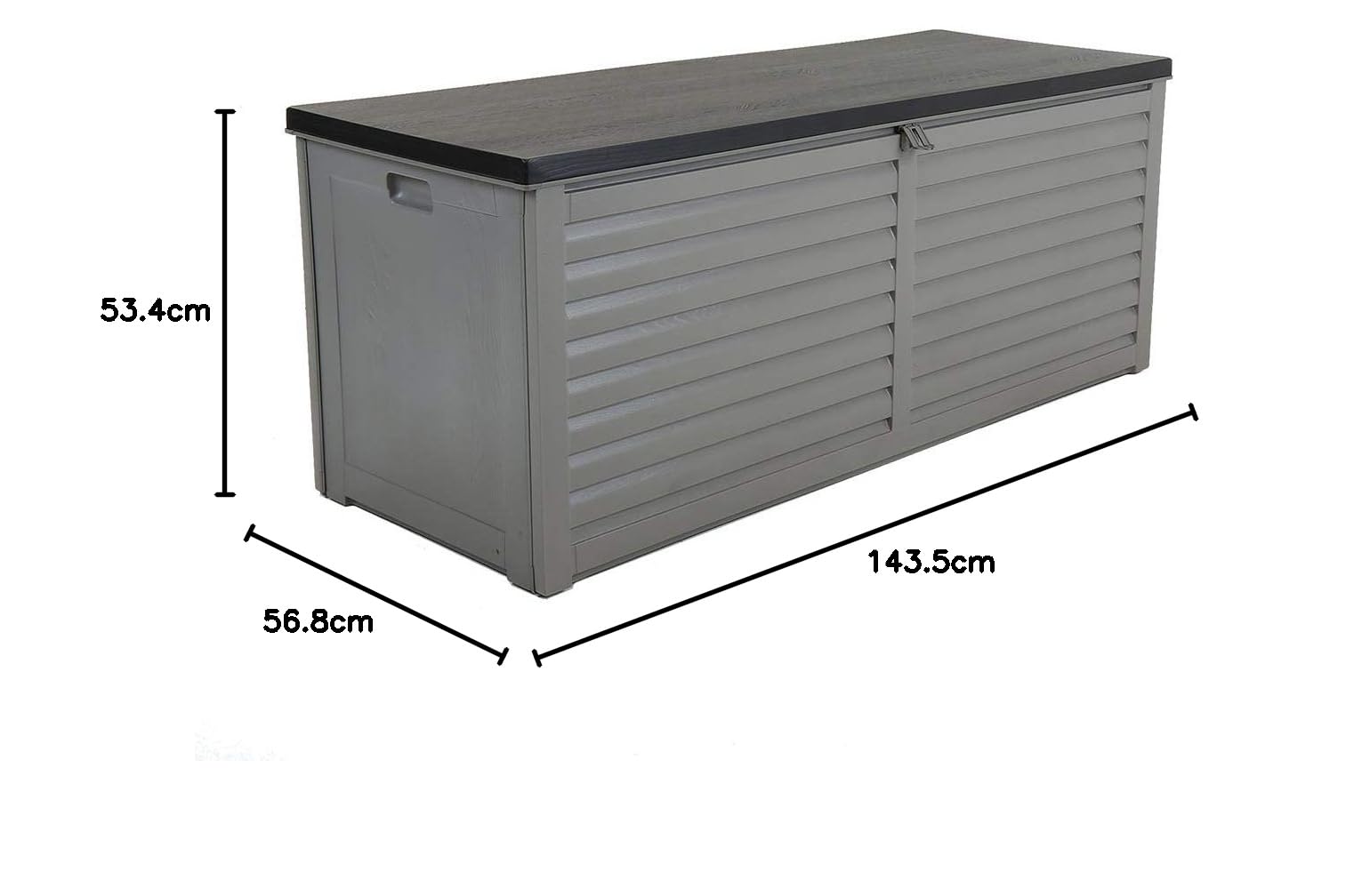 CHARLES BENTLEY, 390L, Outdoor, Garden, Plastic, Storage Box, Grey Body, Black Lid, Moulded Handles, Padlock Hasp, Sliding Lifts, PP Vacuum, Indoor, Outdoor, Steel, Storage Chest (143x57x53cm) — view 9