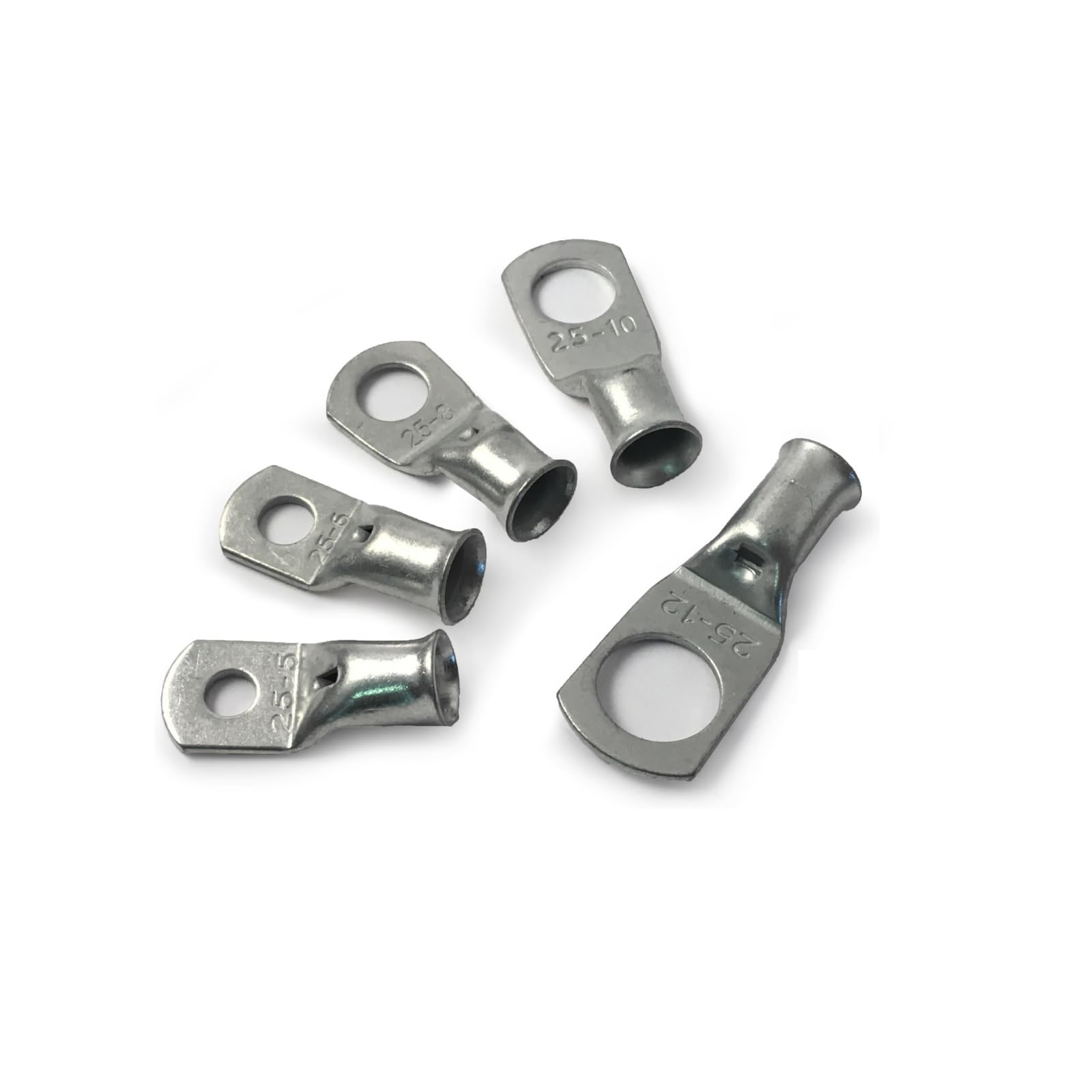 (10x) 25mm² Cable Size Copper Tube Terminals Crimp/Solder Cable Lugs Eyelets Battery Wire Connector (Select) Hole/Stud Size (6mm Hole)