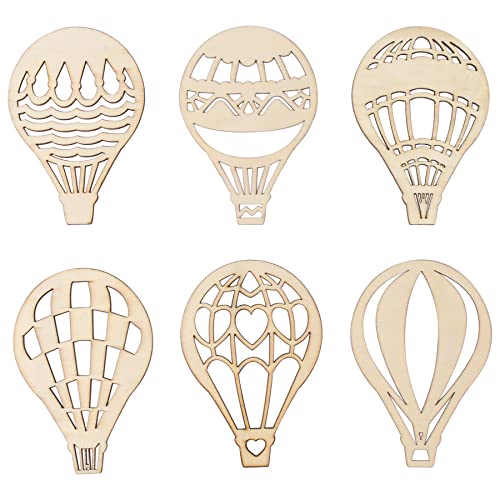 Image of Framendino, 30 Pack Unfinished Wooden Cutouts Hot Air Balloon Shape Wood Pieces Cutout for DIY Craft Home Decoration