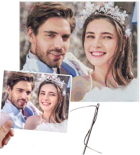 Ayervici Personalized Cross Stitch Kits Custom Photo Embroidery Kit Set Make Your Photo Cartoons DIY Painting Full Embroidery Cross Stitch (16