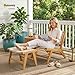 Outsunny Gartensessel mit Hocker 2-teilig Akazienholz Outdoor Loungesessel mit Rattan-Sitz Boho-Stil verstellbare Füße, Polyrattan Lounge Set bis 160 kg Gartensessel für Garten Balkon Beige