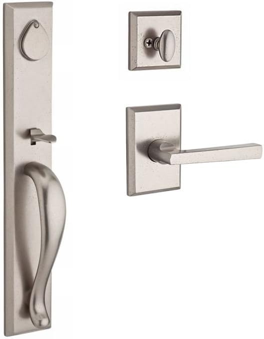 Baldwin SCLONXTAPRRSR492 Reserve Single Cylinder Handleset Longview x Taper with Rustic Square Rose in White Bronze Finish Right Hand Baldwin SCLONXTAPRRSR492 Reserve Single Cylinder Handleset Longview x Taper with Rustic Square Rose in White Bronze Finish Right Hand