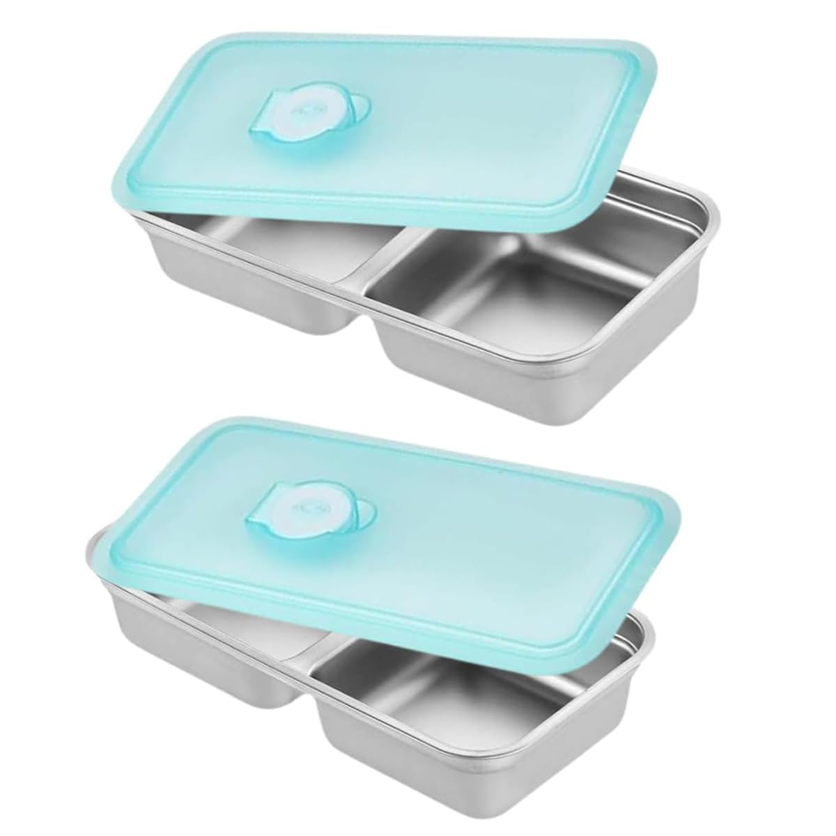 CTRLZS Double Compartment Food Storage Containers 2pcs Reusable,Stainless Steel Leakproof& Airtight Snack
