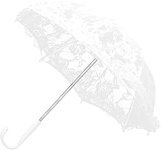 Jenngaoo Parapluie en Dentelle, Fleurs Artisanales Romantiques Dentelle Broderie Parapluie Accessoires de Décoration de Fête de Mariée Accessoire pour la Fête de Mariage Célébration(Couleur Blanchie)