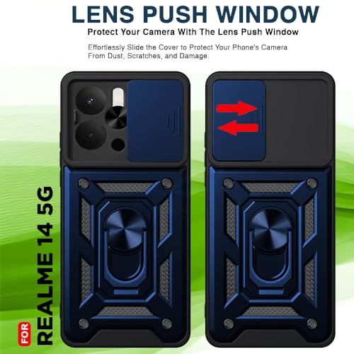 Image of Luxe Back Cover for Realme 15 5G / Realme 15 Pro 5G | D10 Tough Armor Case | Sliding Camera Shield | 360 Protection | Kickstand Ring Holder | Military-Grade Bumper Case