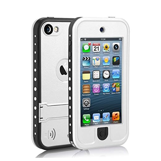 Waterproof Case for iPod 5 iPod 6 iPod 7, Meritcase Waterproof Shockproof Dirtproof Snowproof Case Cover with Kickstand for Apple iPod Touch 5th/6th/7th Generation for Swimming Diving Surfing (White)