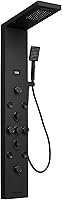 Bathfinesse 6-in-1 Stainless Steel Shower Panel Tower, Black Wall-Mounted Spa System with Digital Display & Adjustable Jets