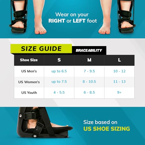 Braceability 10A0102M Sleeping Stretch Boot - Plantar Fasciitis Night Foot Splint Adjustable Achilles Tendonitis Brace thumb #1