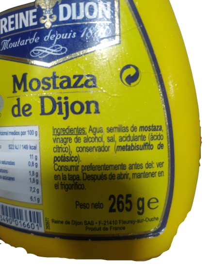 Reine Dijon - Mostaza Fuerte de Dijon - Producto de Francia - 255 Gramos