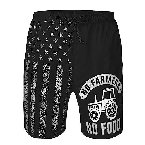 Farming Truck Cool No Farmer No Food Tractor Lover - Men's Swim Trunks Board Shorts Swimsuit Swimwear Bathing Suit4
