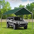 Outdoor Carport 10x20ft Heavy Duty Car Tent, Portable Garage Canopy Storage Shed, Car Shelter, All-Season Tarp Tent for Car, Party (GN)